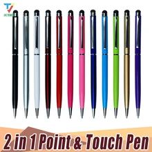 500 шт./лот точечный Стилус емкостный сенсорный металлический стилус сенсорный для ipad для iphone 2в1 сенсорный экран Стилус гелевая чернильная ручка дешево