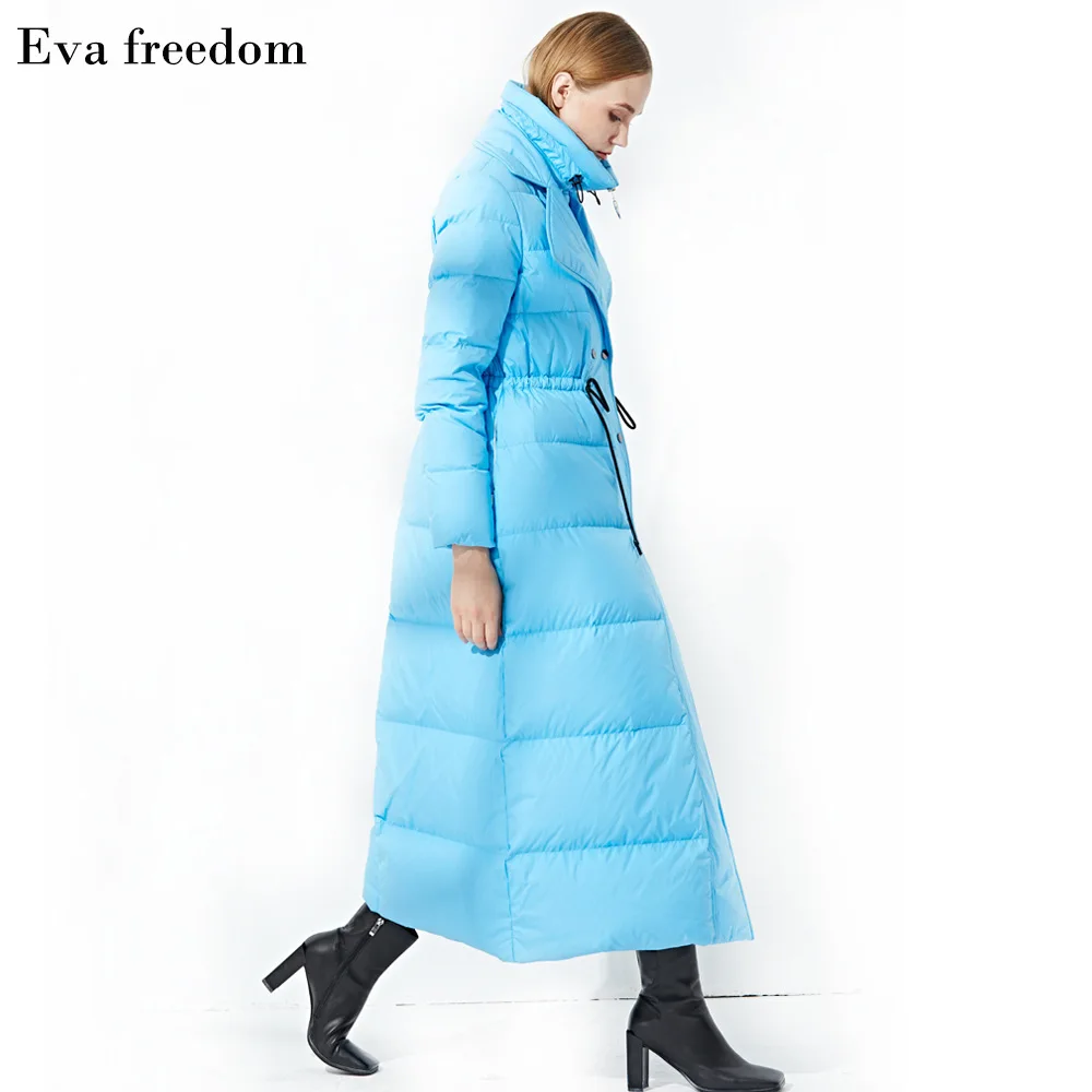 Evafreedom Winter New arrival False Twinset Blue Down Jackets Woman 181219 - Цвет: Sky blue