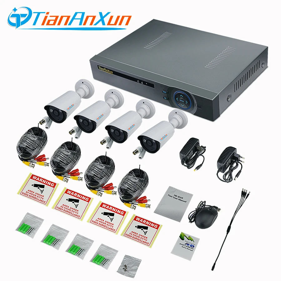 TIANANXUN система безопасности AHD 8CH видеонаблюдения 4 шт. 1080P камера 2.0MP Камера