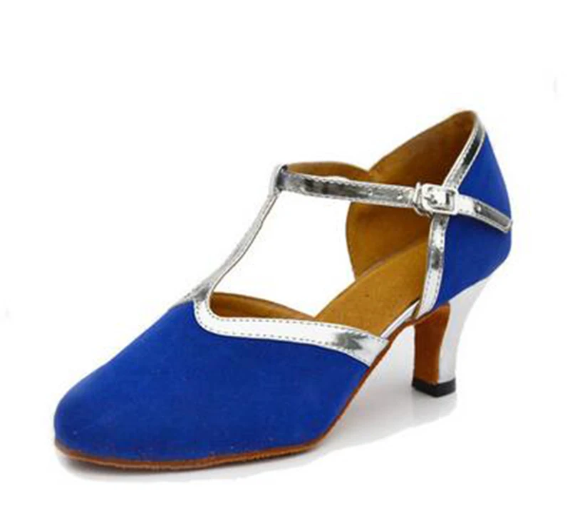 New Free Shipping Blue Suede Closed Toe font b Dance b font Shoe Ballroom Salsa Latin