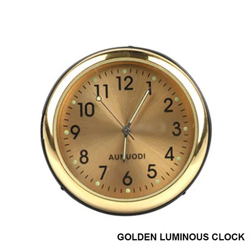 Автомобильный декоративный электронный счетчик, мини-часы из нержавеющей стали, термометр для автомобиля, украшение интерьера автомобиля, автомобильные аксессуары - Название цвета: Clock-Gold