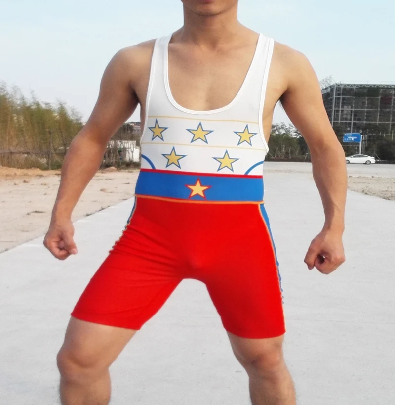 American Gradiator Stars Tights Custom Mens Wrestling Singlet