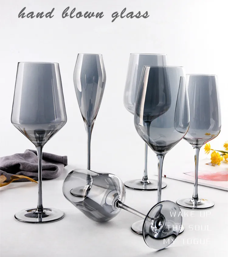 Европейский Серебряный Серый Стеклянный бокал флейты бытовые вечерние для влюбленных жизни шампанское кристалл виноград красное вино бокал es Свадебные Посуда для напитков