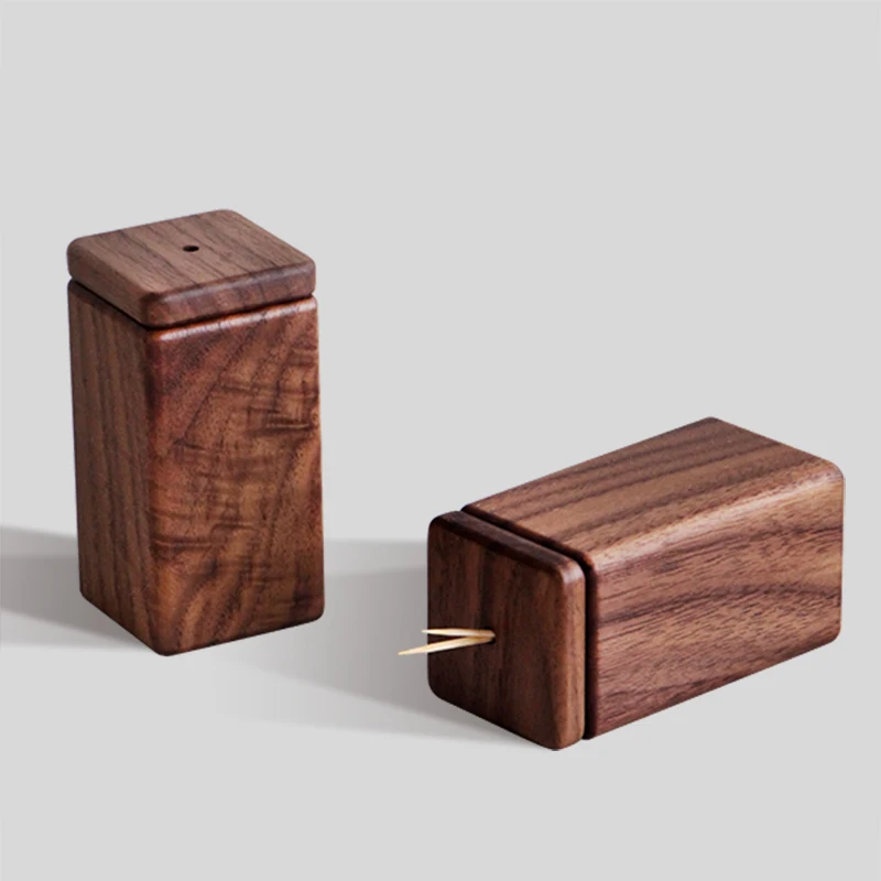 Japan Style New Wood Toothpick Box With Lid Square Tank Toothpick