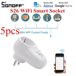 Sonoff S26 Wi-Fi умная розетка 5 шт US/UK/EU беспроводной штекер Мощность розетки умный дом переключатель работать с Alexa Google помощник IFTTT