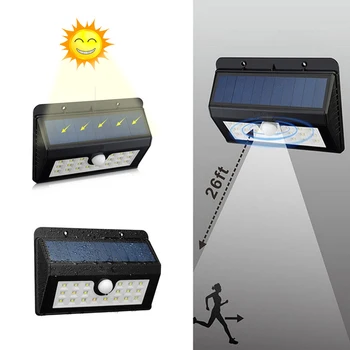 

20 LED Solar Powered Motion Sensor Light Outdoor Floodlights Garden Spotlights Patio Pathway Lamps Emergency Lighting