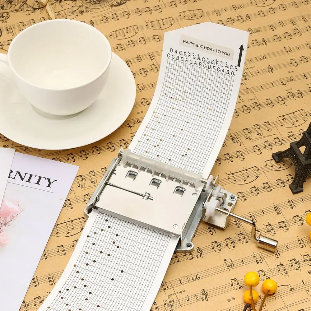 

15/30 Note Tapes Hand Crank Music Creative Mechanical Musical Box with Hole Puncher 3 Strips Tapes DIY Music Box Home Decor