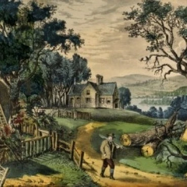 My Boyhood Home  Currier & Ives (Active 1857-1907/American)  Lithograph Poster Print (18 x 24)