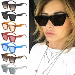 Винтажные женские солнцезащитные очки огромная оправа кошачий глаз дизайнерские темные очки UV400