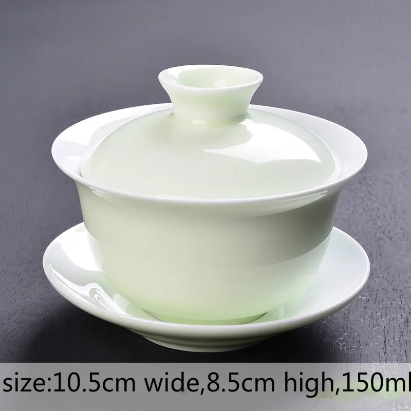 Китайский чайный набор кунг-фу фарфоровая чайная чаша посуда супница керамический гайвань здоровье чайная чашка и блюдце мастер чашки E - Цвет: M Celadon