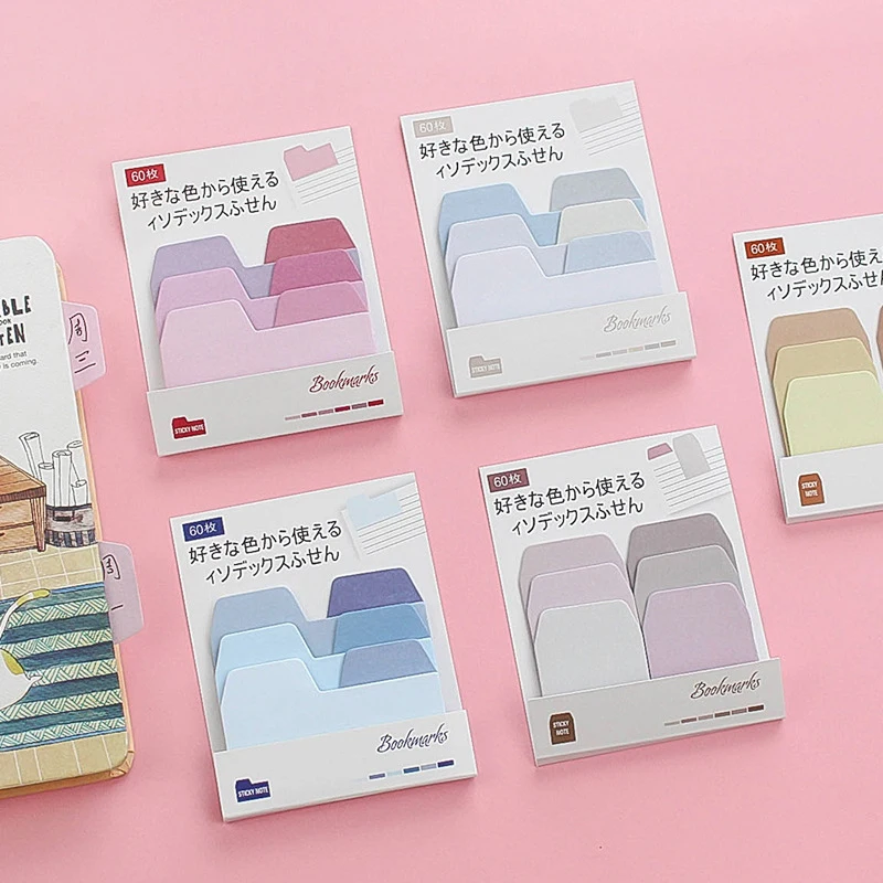 

1Pcs Colorful Simple Gradient Color Self-Adhesive Indexes Memo Pad Sticky Notes Bookmark office & school supplies stickers