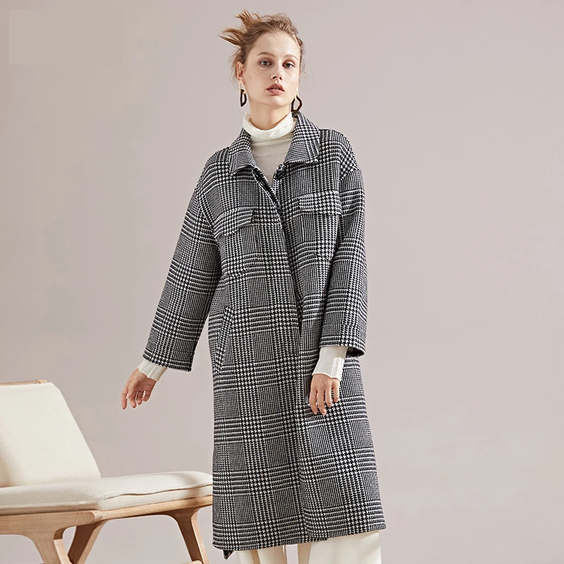 Корейское винтажное 80% шерстяное пальто, Женская весенне-осенняя куртка, женская одежда, шерстяное длинное пальто и куртки, Casaco Feminino ZT2238