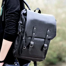 Pu-leder Rucksack herren Rucksack Schwarz Für 15 Zoll Laptop Multi Zwischenschicht Tasche Tag Pack Große Reisetasche