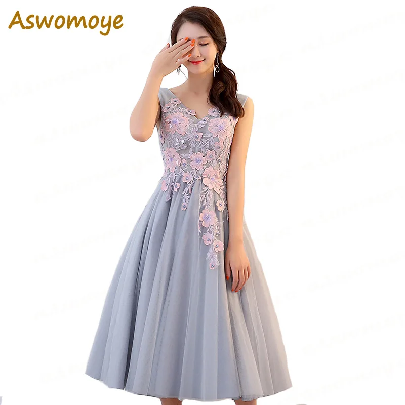 

Aswomoye Evening Dress 2018 New Haute Couture Banquet Sexy V-Neck Beaded Prom Dresses Back Lace Up Party Dress robe de soiree
