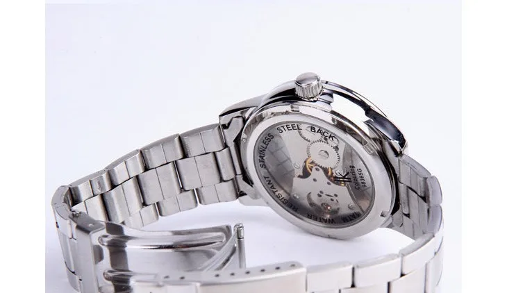 Ik-раскраска Золотые механические мужские часы с скелетом из нержавеющей стали, наручные часы с ручным ветром, Прозрачные наручные часы в стиле стимпанк Montre Homme