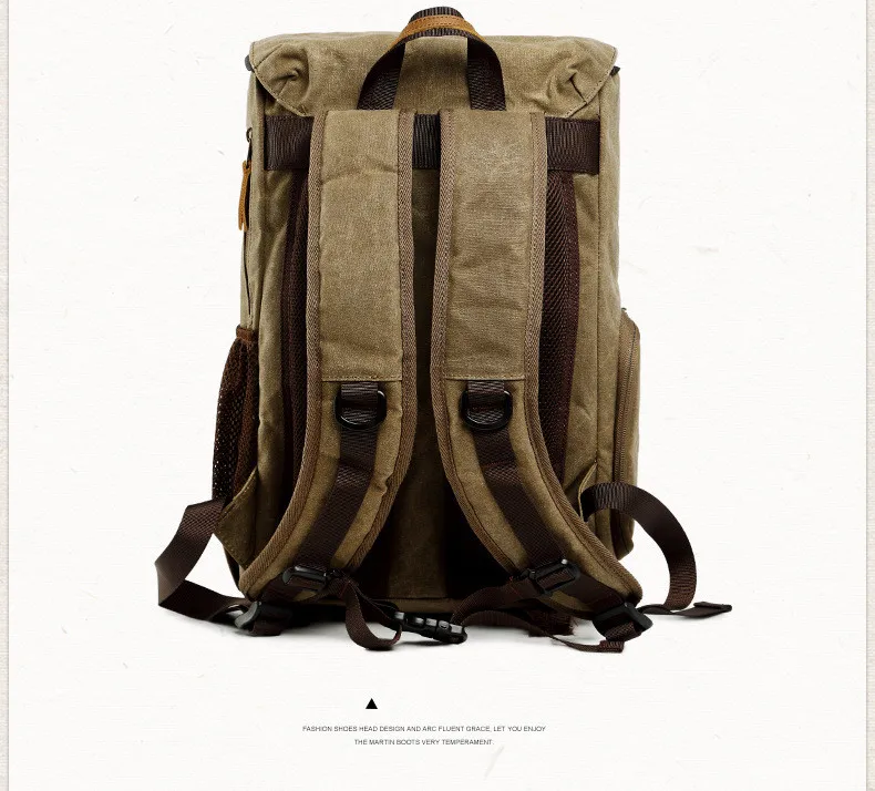 Back Display of Waterproof Canvas Camera Bag