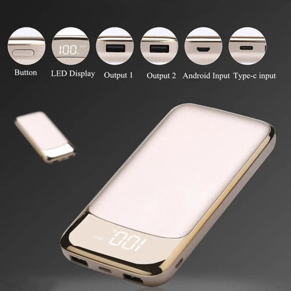 20000 mAh power Bank 2 usb type-C Led Light внешняя батарея портативное мобильное зарядное устройство телефон power bank Poverbank для Xiaomi huawei