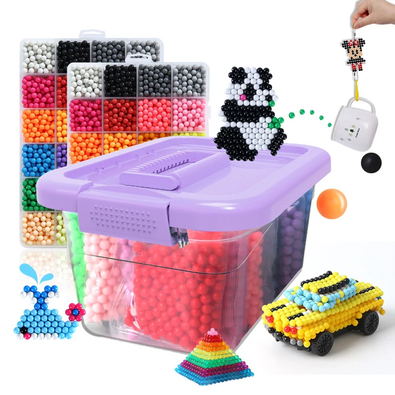 6000pcs 24 colors Refill beads puzzle Crystal beads DIY water spray set ball games 3D handmade magic toys for children