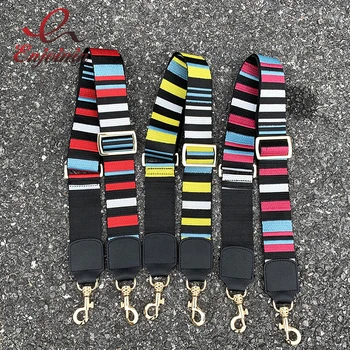 

Color Stripe Stitching Color Canvas Ladies Bag Shoulder Strap Tote Bag Bag Accessories Bag Parts Purse Belts Bolsa 5 Colors