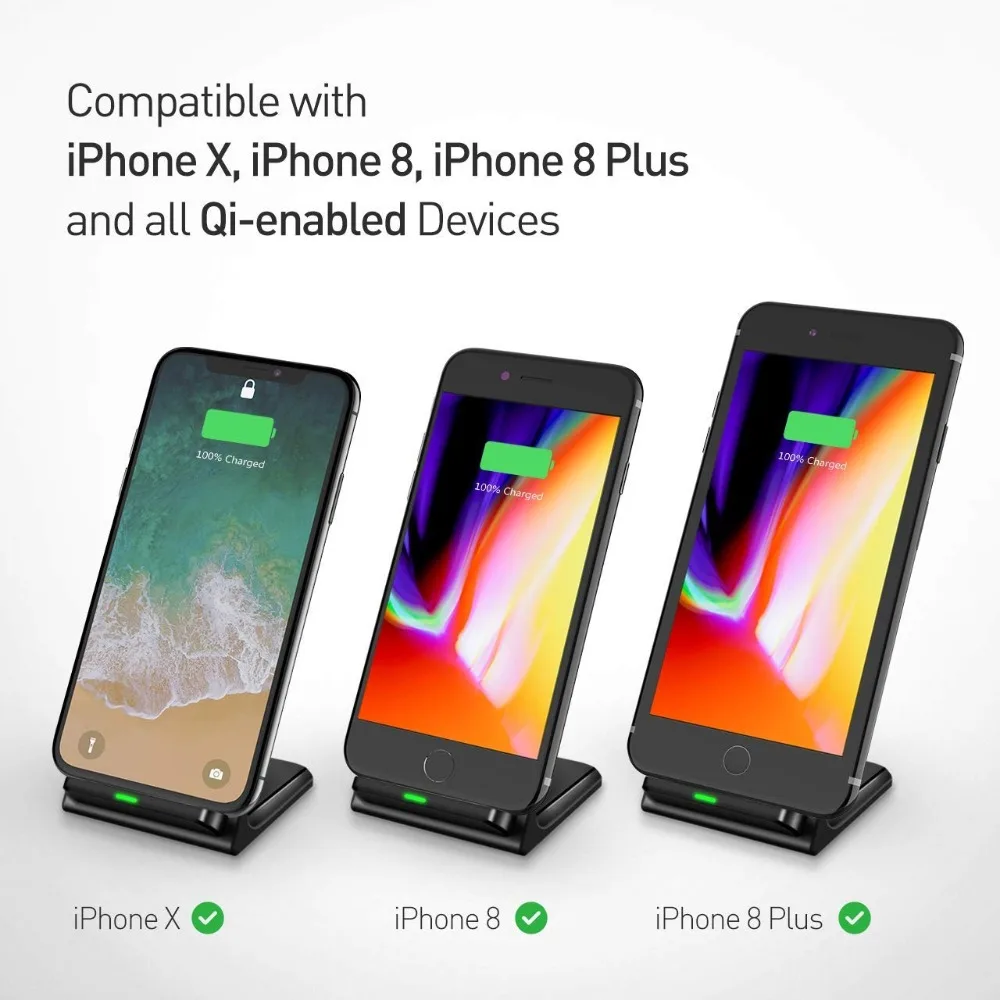 10 Вт Быстрое беспроводное зарядное устройство для iPhone X 8 Qi док станция быстрой