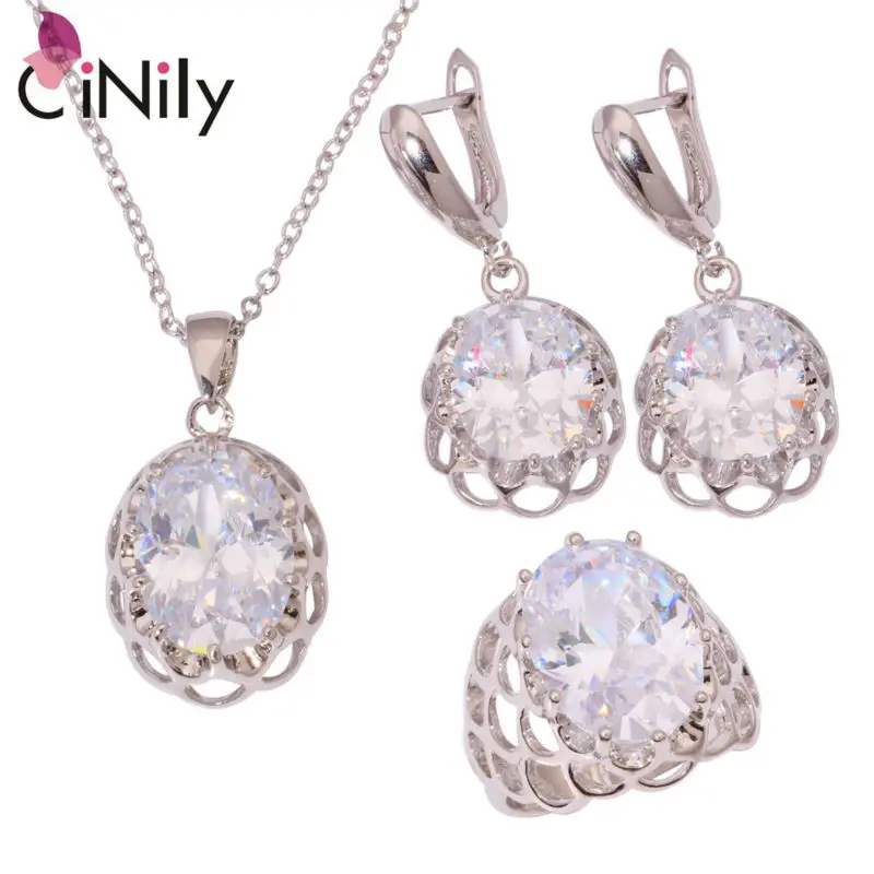 

Blue Zircon Kunzite White Zircon Silver Plated Wholesale for Women Jewelry Necklace Pendant Earrings Ring Jewelry Set NT215-17