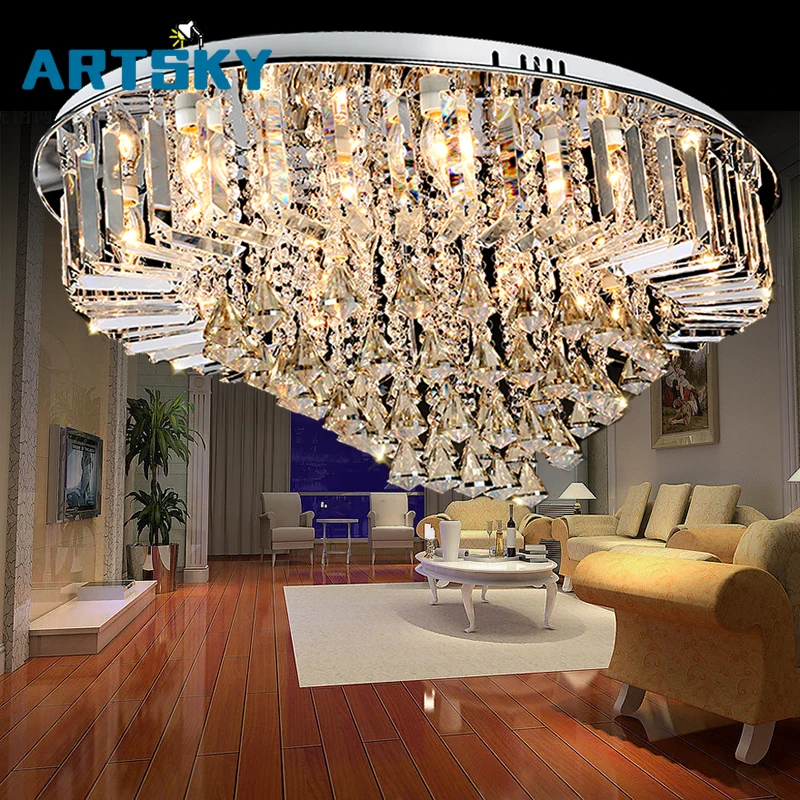

Large Elegant and Luxurious Oval Crystal Living Room Lamp High Quality for Hotel Lobby Home Decoration