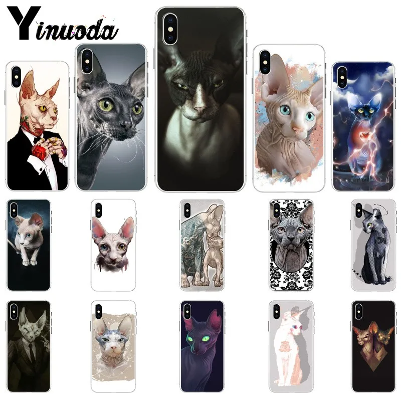 Yinuoda тату Сфинкс Кот ТПУ мягкий чехол для телефона Apple iPhone 8 7 6 6S Plus X XS MAX 5 5S SE XR