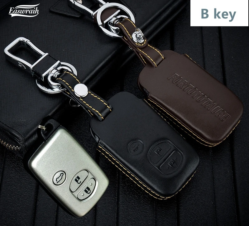 Подарок кожаный автомобильный брелок держатель для Toyota Camry Highlander Prado Crown Land Cruiser Prius Vitz eiz 3 кнопочный ключ