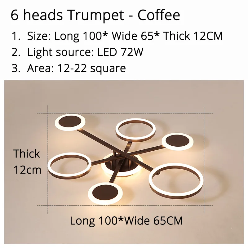 Современный светодиодный потолочный светильник для гостиной, спальни, белого кофейного цвета, круглые потолочные светильники для помещений - Цвет корпуса: 100x65x12cm 72w