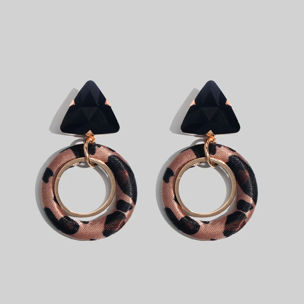 Женские серьги-капли с леопардовым принтом, круглые квадратные кожаные винтажные длинные висячие серьги в стиле панк, ювелирное изделие - Окраска металла: E0668BN