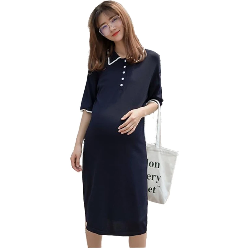 Pregnant woman's dress Ice silk lapel half button long-length pregnant dress vestido largo Summer Elegant maternity clothes цена Pregnant woman's dress Ice silk lapel half button long-length pregnant dress vestido largo Summer Elegant maternity clothes цены онлайн
