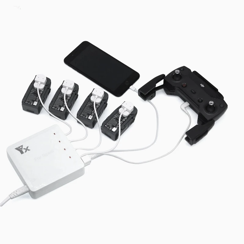 6 in 1 Battery Charger 4 Port Battery & 2 USB Port Remote Control phone tablet Charge Charging For DJI Spark Drone Accessories 1 (5)