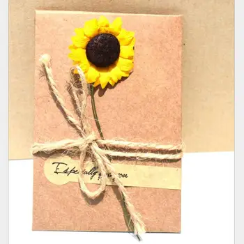 

Kraft Paper Handmade Dried Flower Birthday Greeting Card Christmas Valentine's Day Gift Universal Blessing Card 10pcs/lot