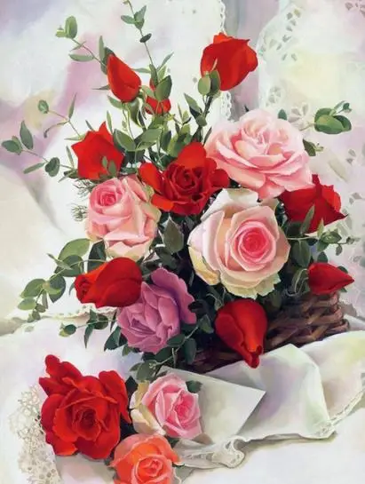 

Full 5D Diy Square Daimond Painting "Chinese Rose" 3D Diamond Painting Round Rhinestone Diamant Painting Embroidery Flowers