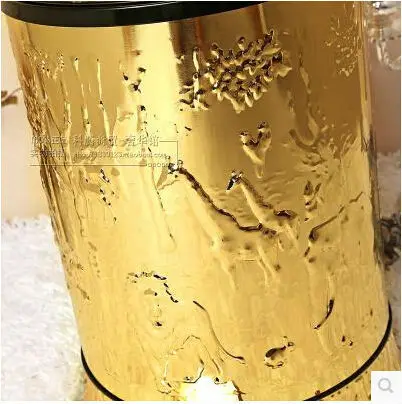 Luxury 10/6 gold color stainless steel metal trash bins garbage cans with  foot pedal trash box for home decor LJT011