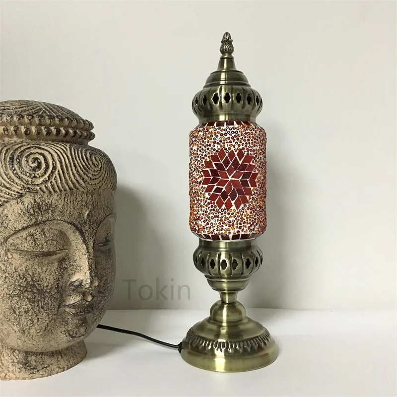 Стиль Турецкая мозаичная настольная лампа винтажный арт-деко ручной работы lamparas de mesa стеклянный романтический светильник для кровати lamparas con mosaicos