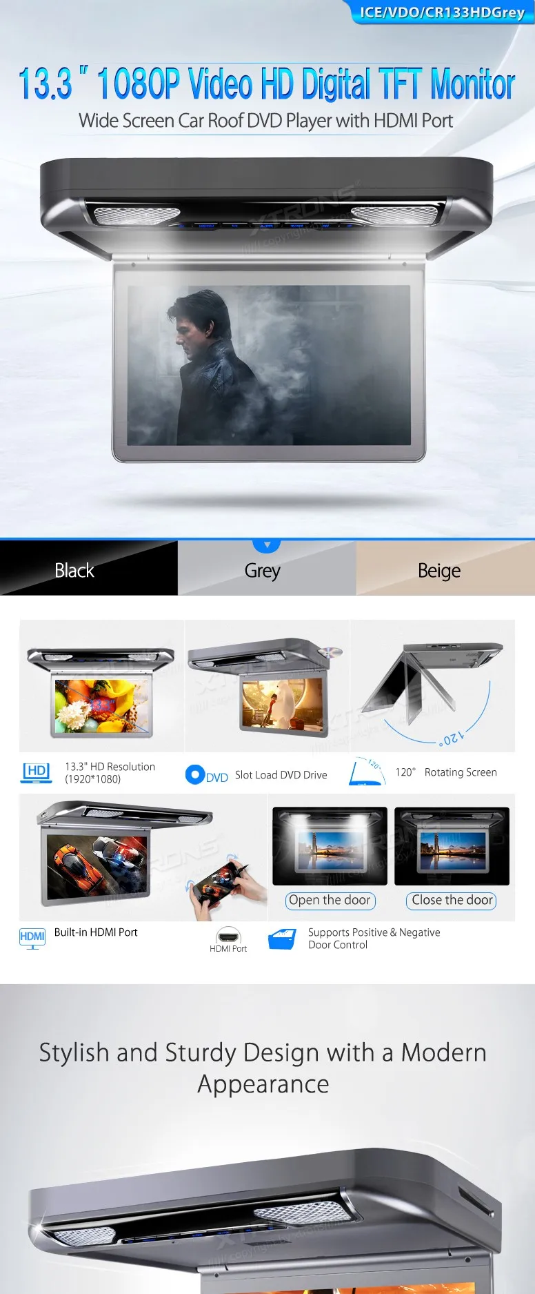 Cheap New 13.3" Gray Color Flip Down Car DVD Car Roof DVD Roof Mount Car DVD with 1920*1080 HD Resolution & 2 IR/FM Headphones 0 Cheap New 13.3" Gray Color Flip Down Car DVD Car Roof DVD Roof Mount Car DVD with 1920*1080 HD Resolution & 2 IR/FM Headphones 0