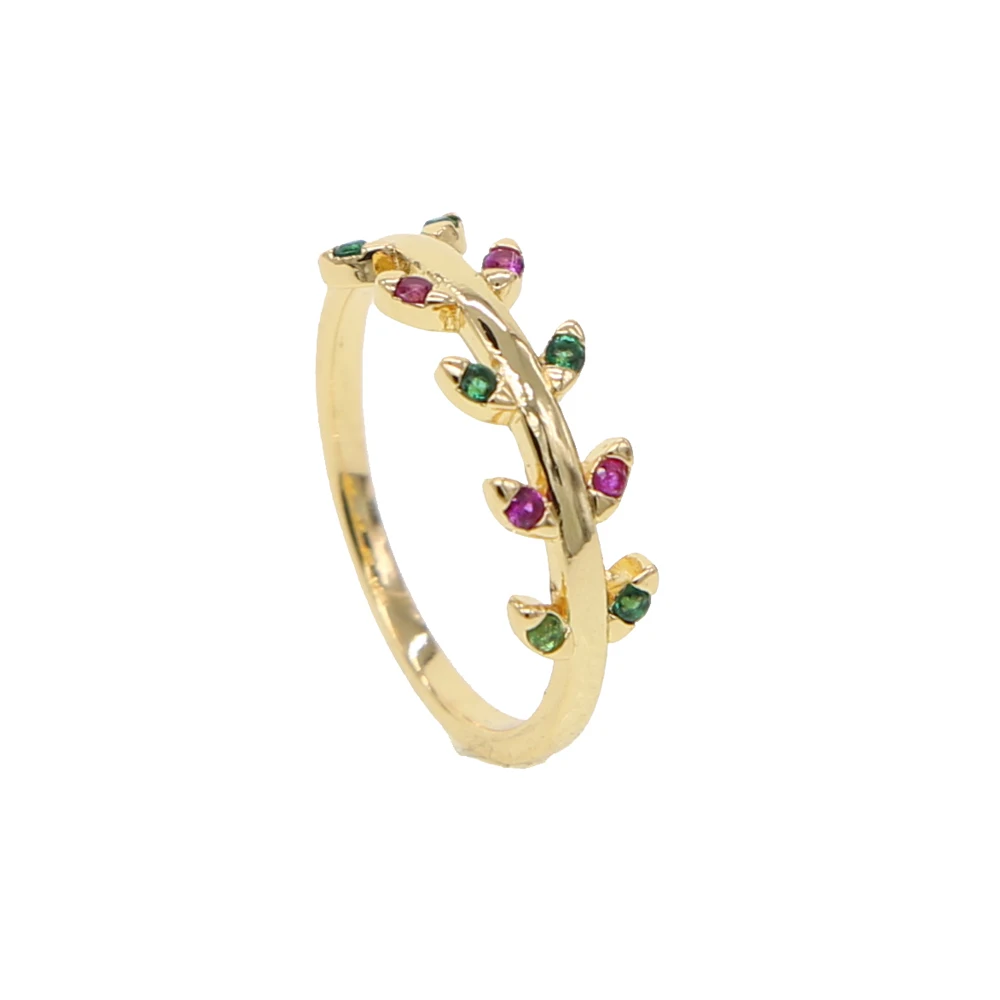 

2019 summer beach jewelry us size 6 7 8 gold filled rainbow cubic zirconia cz paved tree for women charm party finger ring