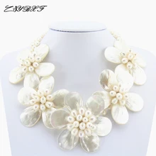 High Quality Freshwater White Pearl Necklace Holiday Party Necklace White Shell Flower Necklace women Pearl Jewelry L1004