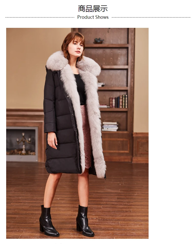 30 градусов Европейская Женская верхняя одежда, пальто, роскошный Лисий мех, толстая зимняя куртка, утиный пух, длинный теплый женский пуховик, зимняя одежда G160