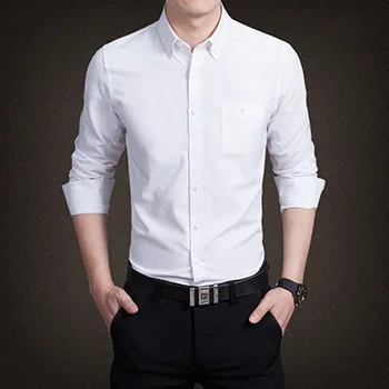 Новинка, 11 цветов, M-5XL, модные мужские рубашки с длинным рукавом, приталенные мужские рубашки, новые модели рубашек - Цвет: Белый