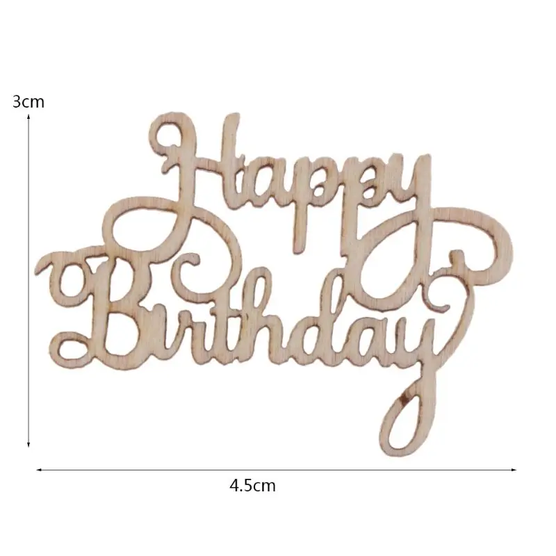 15Pcs Wooden Happy Bithday Table Confetti Scatter Vintage Rustic Party Decor Craft Scrapbook Decorations