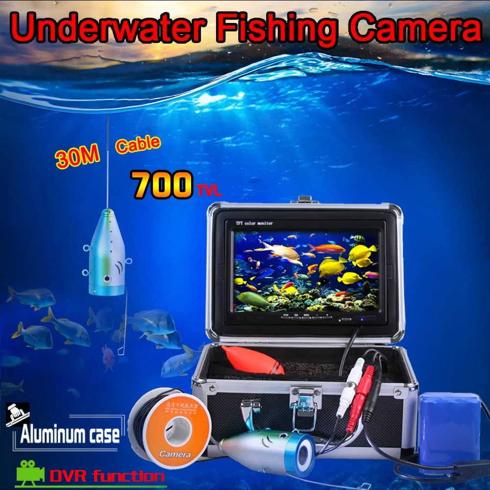 1 set 30M Cable Underwater Camera system with DVR Function 7inch color monitor HD 700TVL