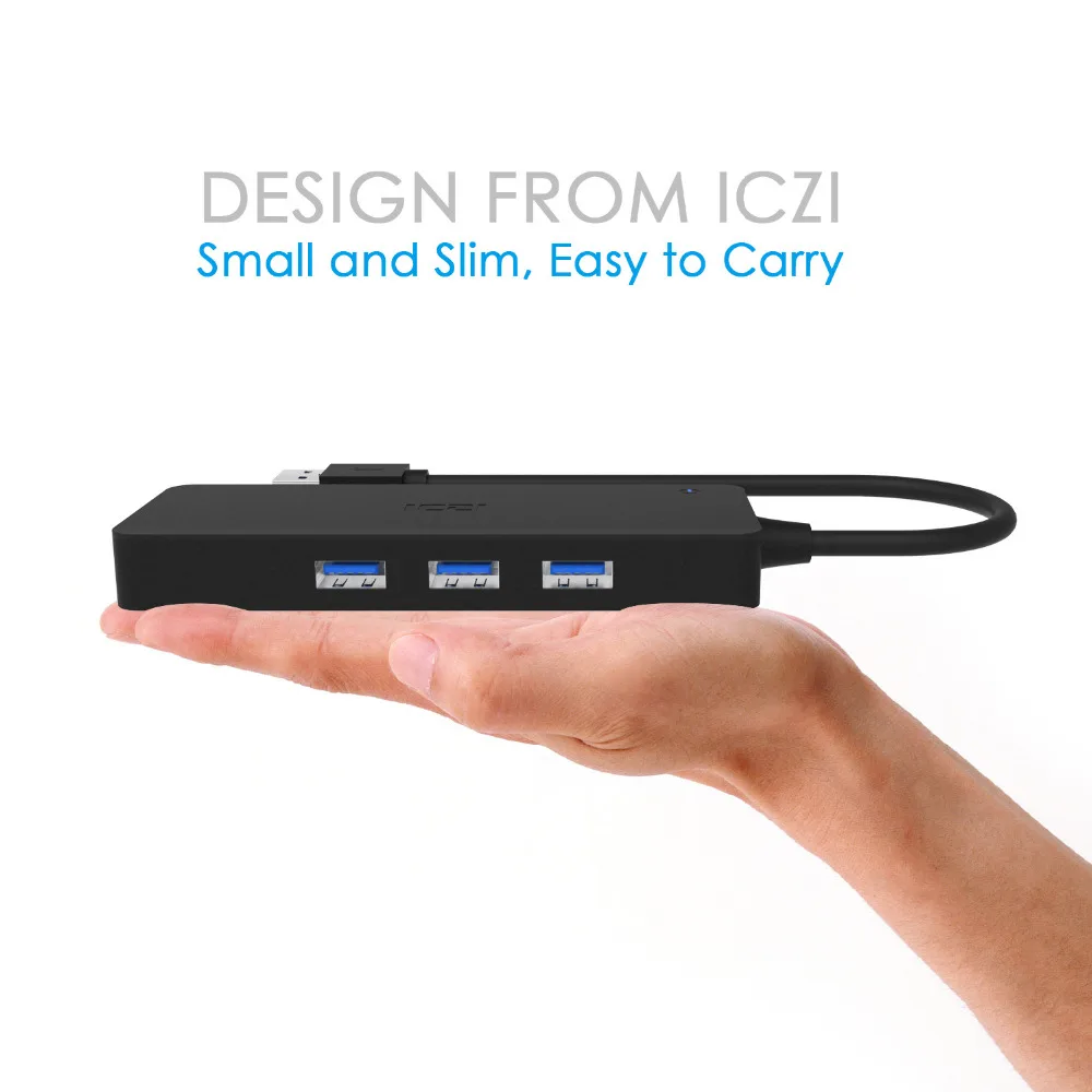 ICZI USB 3.0 Hub عالية السرعة الخارجية USB 3.0 الموانئ لنقل البيانات SD + TF محور لماك ويندوز وأجهزة الكمبيوتر المحمولة USB محاور