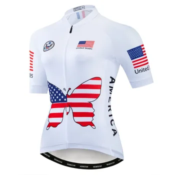 

Cycling Jersey Women 2020 Pro Team USA Road Bicycle Clothing MTB Bike Clothes Short Sleeve Maillot Ropa Ciclismo Motocross White
