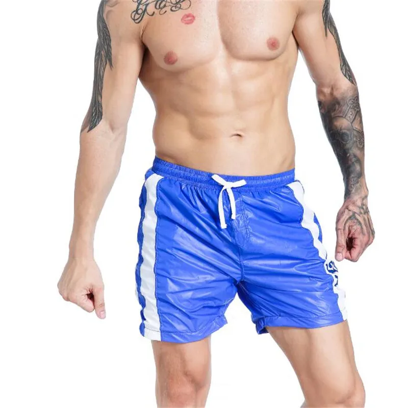 Для мужчин, быстросохнущие пляжные короткие штаны, Для Мужчин's модный пэчворк пляжные шорты для будущих мам, Для мужчин шорты больших размеров - Цвет: Синий