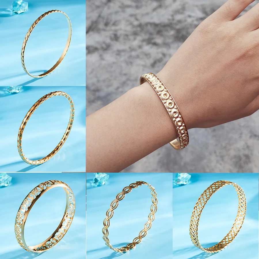 

Simple Double Twisted Embossed Openwork Butterfly Animal Interwoven Circle Bracelet for Women Men Gold Elegant Bangle Jewelry