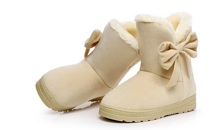 Женские ботинки; зимняя обувь с плюшевой стелькой; женские очень теплые зимние ботинки без застежки с бантом; замшевые ботинки; Botas Mujer; женские зимние ботинки