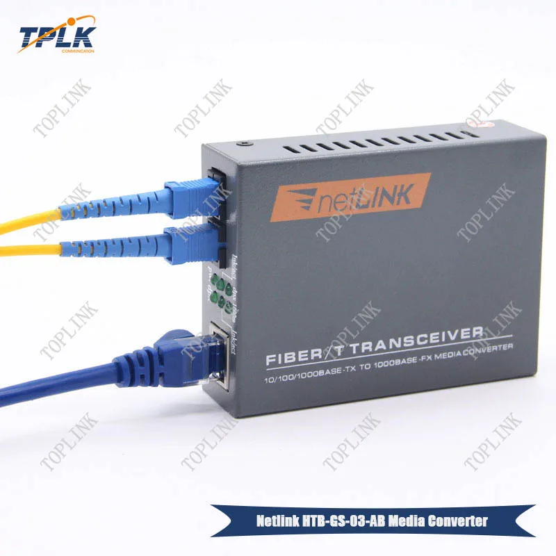 

1pair Gigabit Fiber Optical Media Converter Netlink HTB-GS-03 A/B 20km SC Port External Power Supply SM SingleFiber 1000Mbps