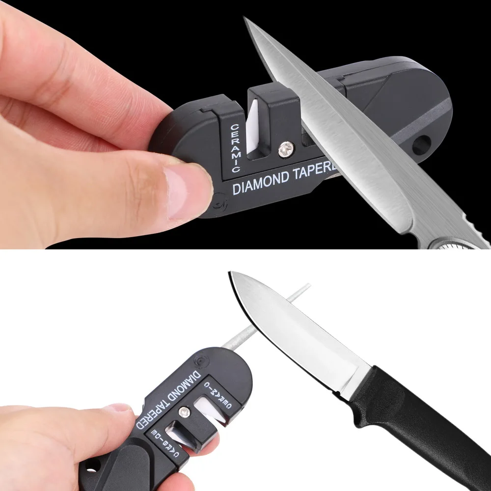 Открытый выживания охотничий нож заточка инструмент складной многофункциональный карманный брелок два этапа точилка